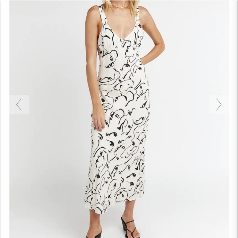 DISSH Monet Beige Printed Midi Dress Sleeveless AUS 10/ US 6